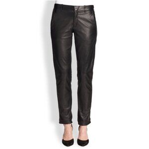 Vince Leather Straight Leg Pants in Black